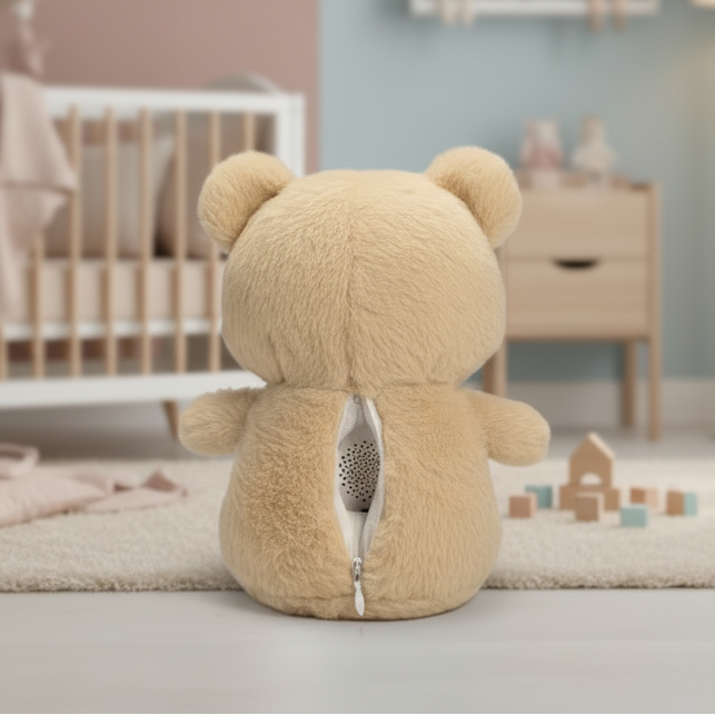 Nuffie knuffelbeer achterkant bruin 20cm met stemopname module
