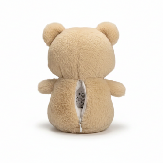 Nuffie knuffelbeer achterkant bruin 20cm met stemopname module