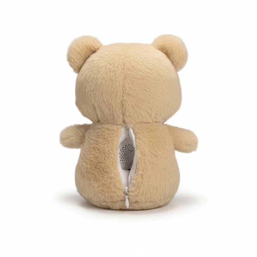 Nuffie knuffelbeer achterkant bruin 20cm met stemopname module